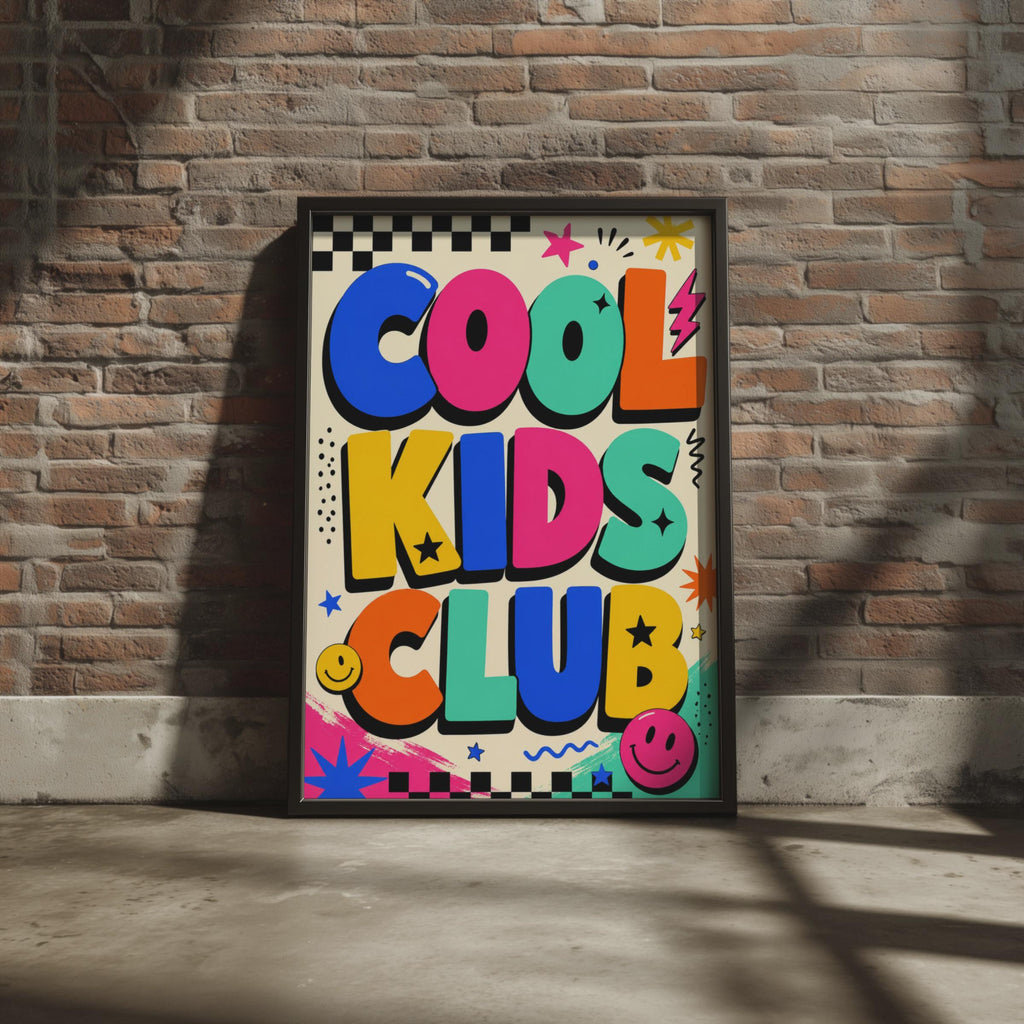 Children Club Poster, Retro Bold Typography, Playroom Decor  Print