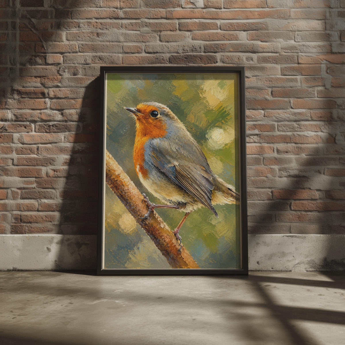 Robin Redbreast Wall Art Print, Hand Painted Bird Poster, British Garden Wildlife Decor Print