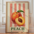 Retro Peach Sweet Juicy Fruit Poster, Vintage Kitchen Wall Art Print