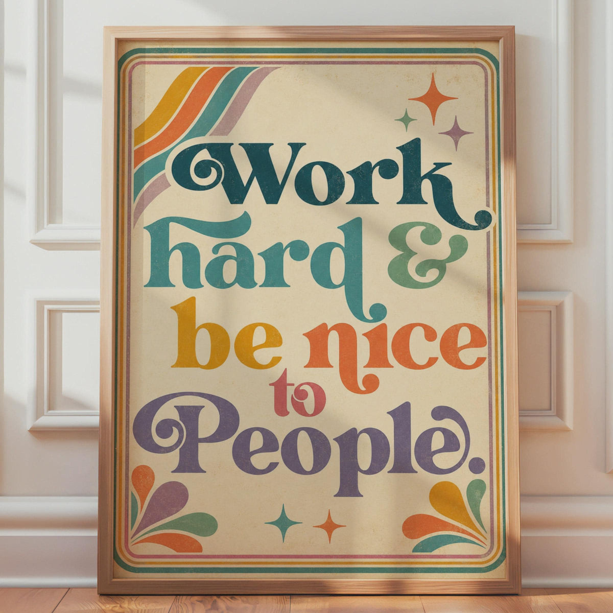 Retro Quote Poster, 70s Typography Wall Art, Motivational Office Print, Boho Decor