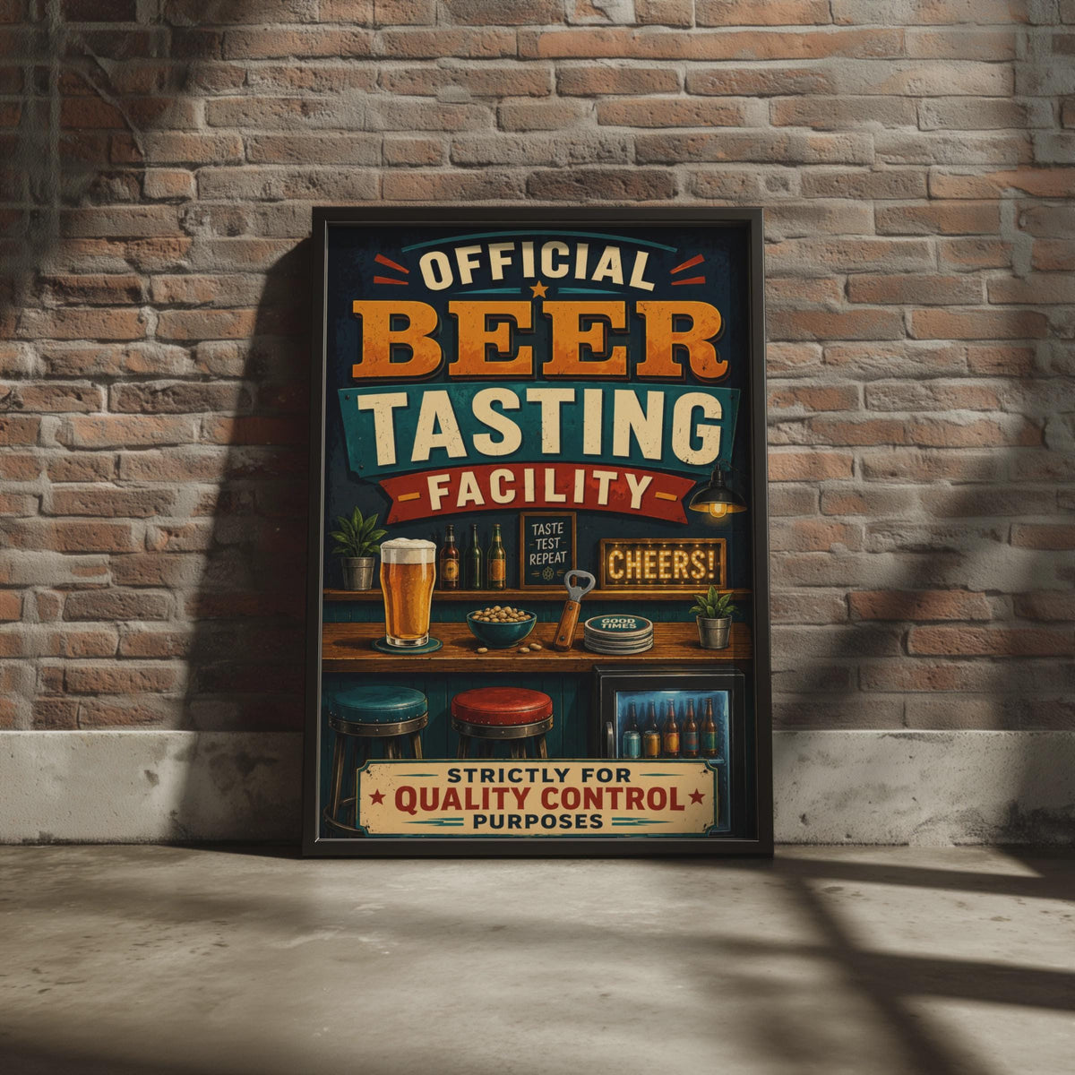 Official Beer Tasting Facility Poster, Retro Pub Wall Art, Man Cave Decor (A4)