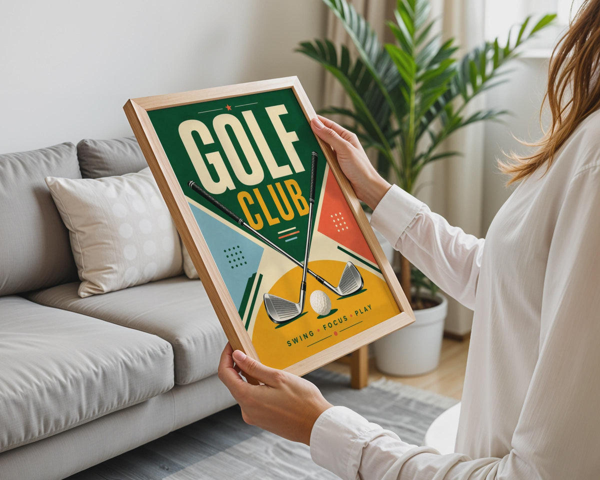 Retro Golf Club Poster, Crossed Irons, Mid-Century Sports Art (Print)