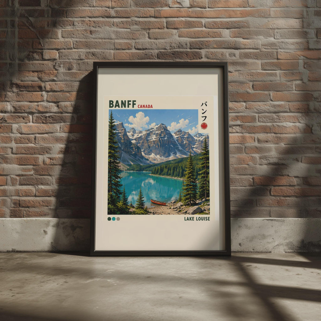 Banff Canada Travel Poster, Lake Louise Mountain Art, Canadian Rockies Print