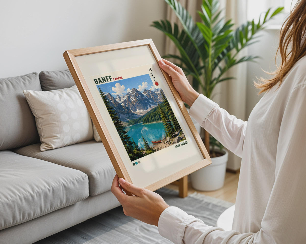 Banff Canada Travel Poster, Lake Louise Mountain Art, Canadian Rockies Print