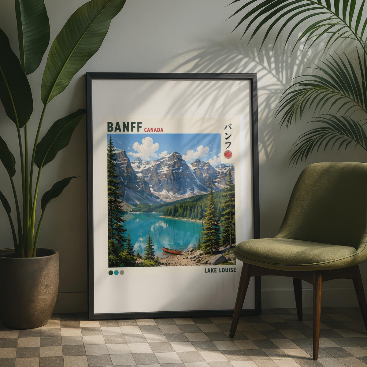 Banff Canada Travel Poster, Lake Louise Mountain Art, Canadian Rockies Print