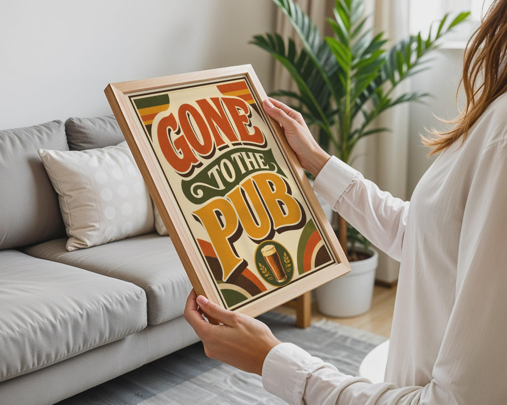 Gone To The Pub Retro Poster, 1970s Style Beer Art Print