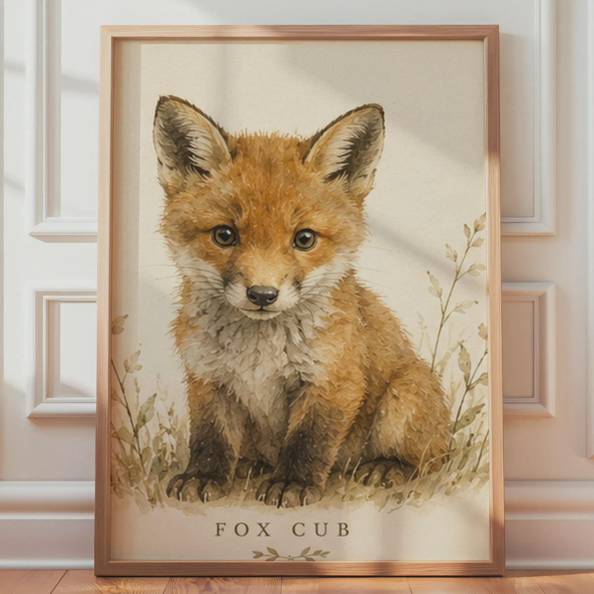Watercolour Fox Cub Print, British Wildlife Nursery Art, Woodland Decor