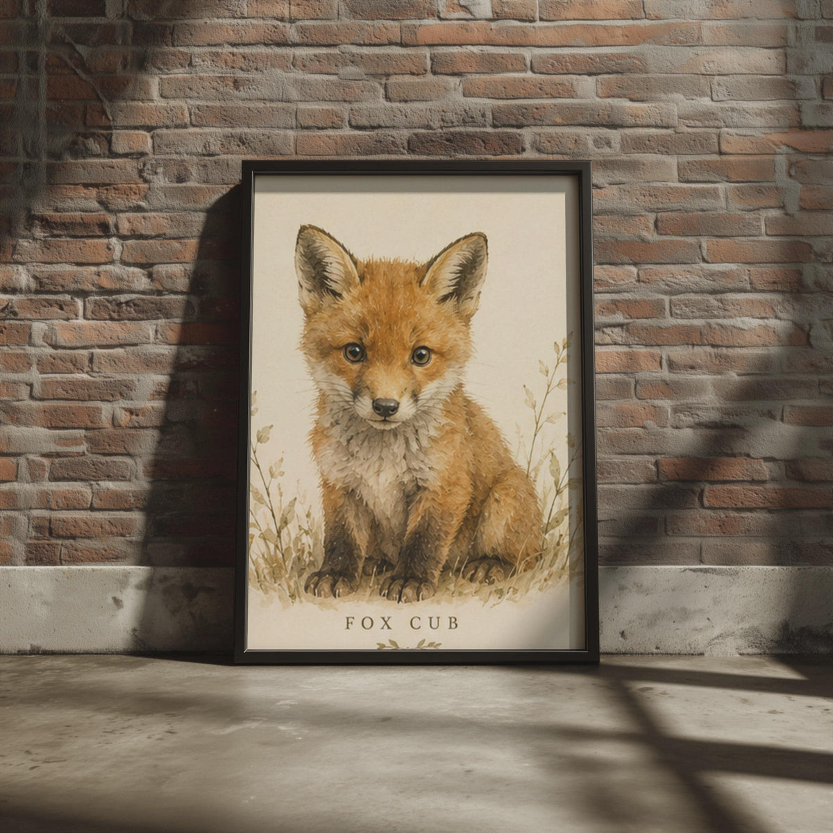 Watercolour Fox Cub Print, British Wildlife Nursery Art, Woodland Decor