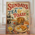 Retro British Breakfast Poster, Tea & Toast, Vintage Kitchen Wall Art (Printed)
