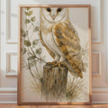 Barn Owl Watercolour Print, British Wildlife, Neutral Tones (A4)