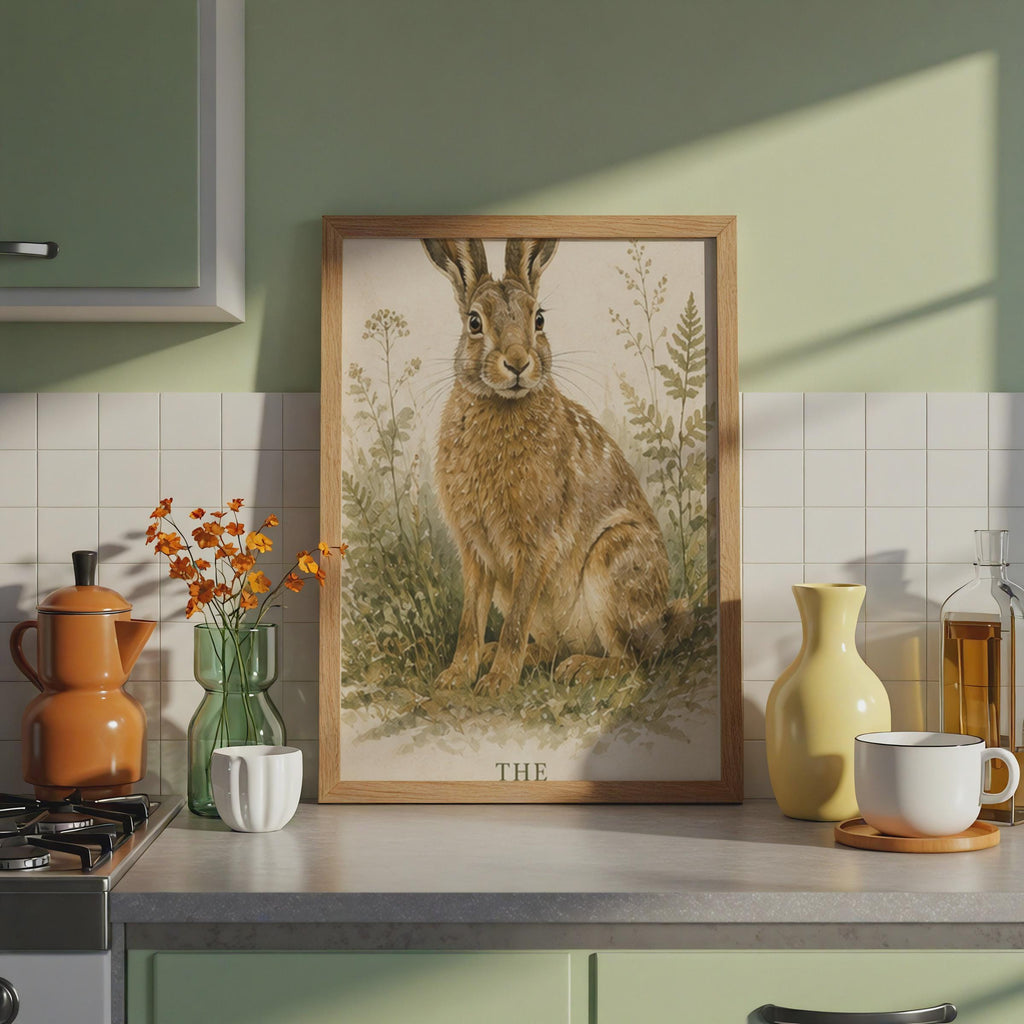 British Hare Watercolour Print, Woodland Wildlife Art, Nature Lover Gift (A4)