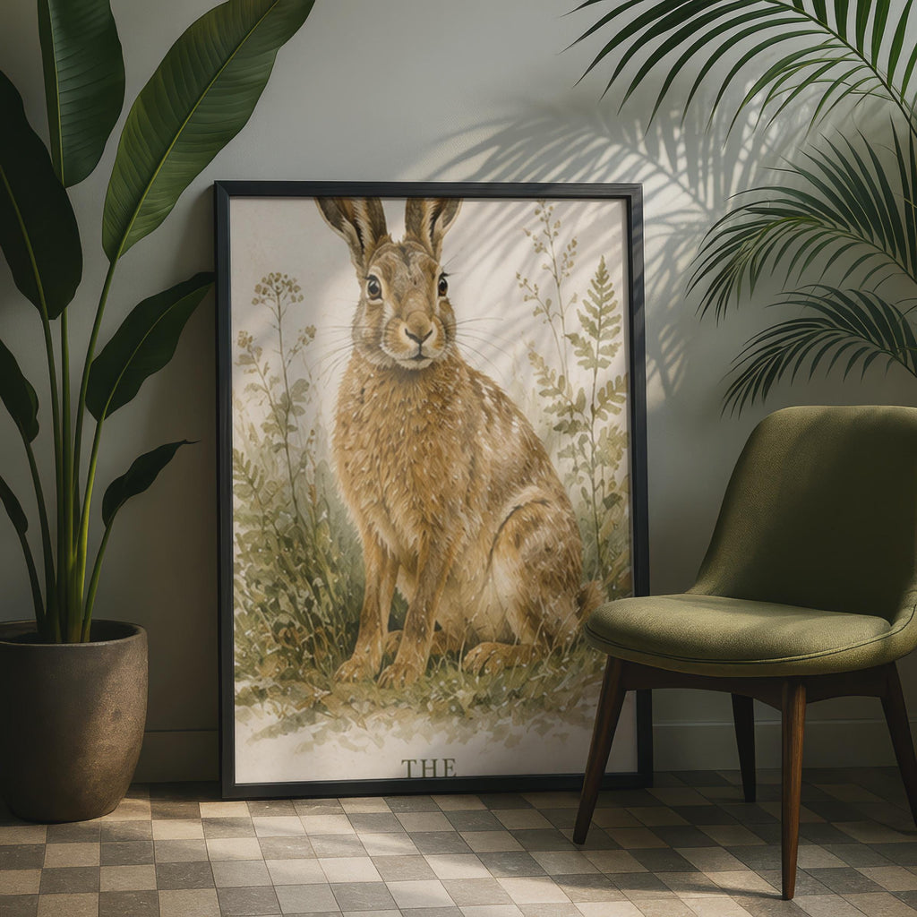 British Hare Watercolour Print, Woodland Wildlife Art, Nature Lover Gift (A4)