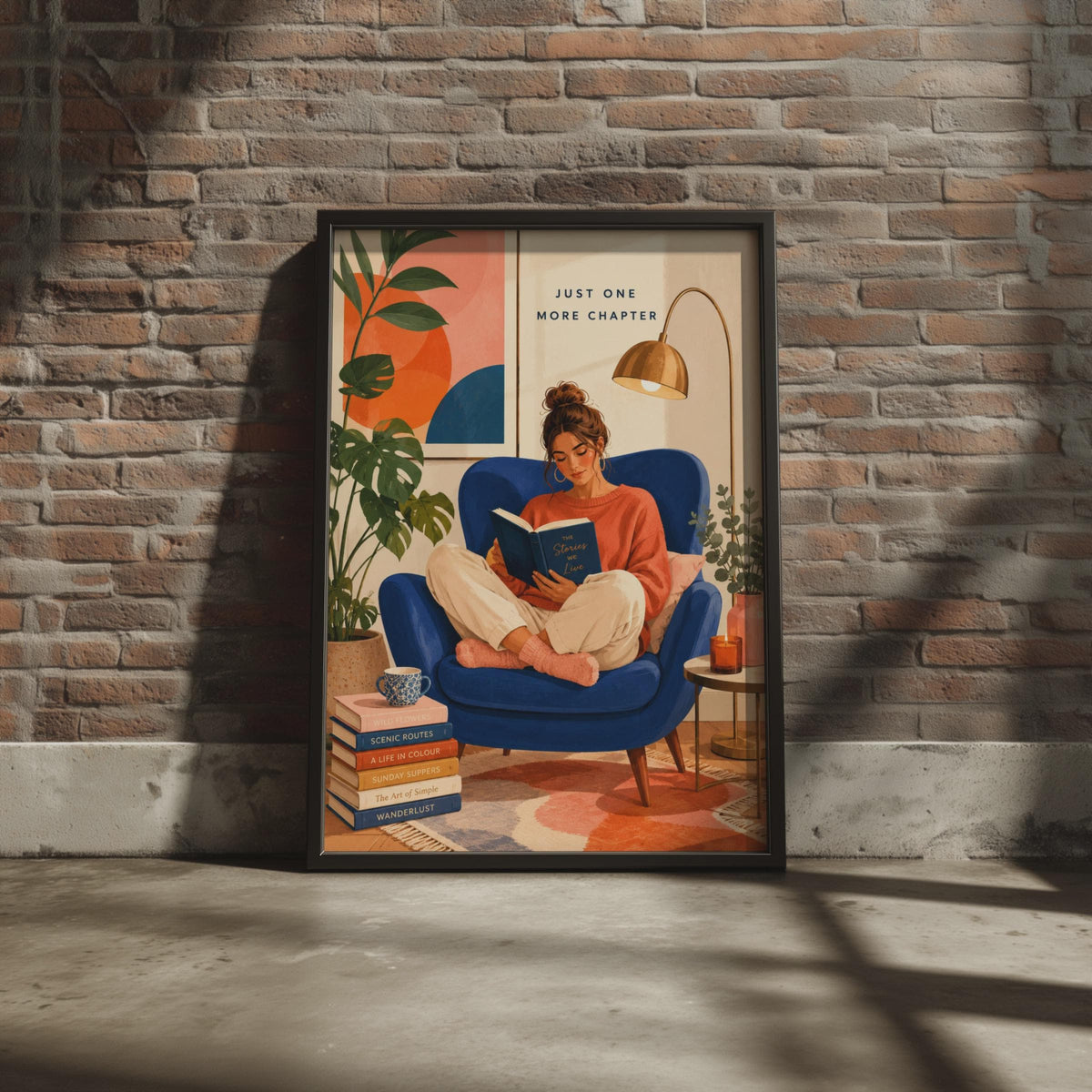 Just One More Chapter Book Lover Poster, Reading Girl Wall Art Print (A4)