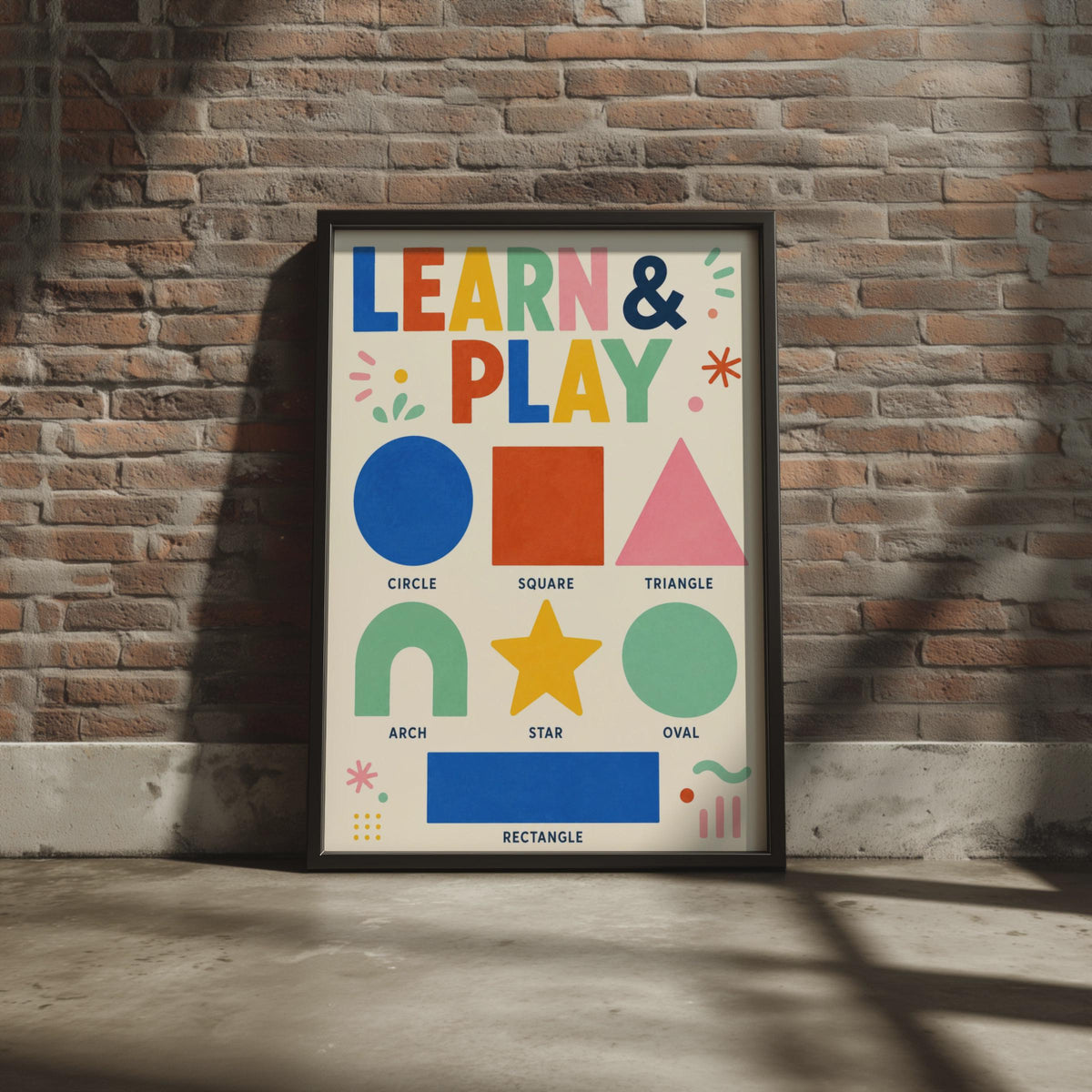 Learn & Play Shapes Poster, Nursery Wall Art, Toddler Learning Chart (Printed)