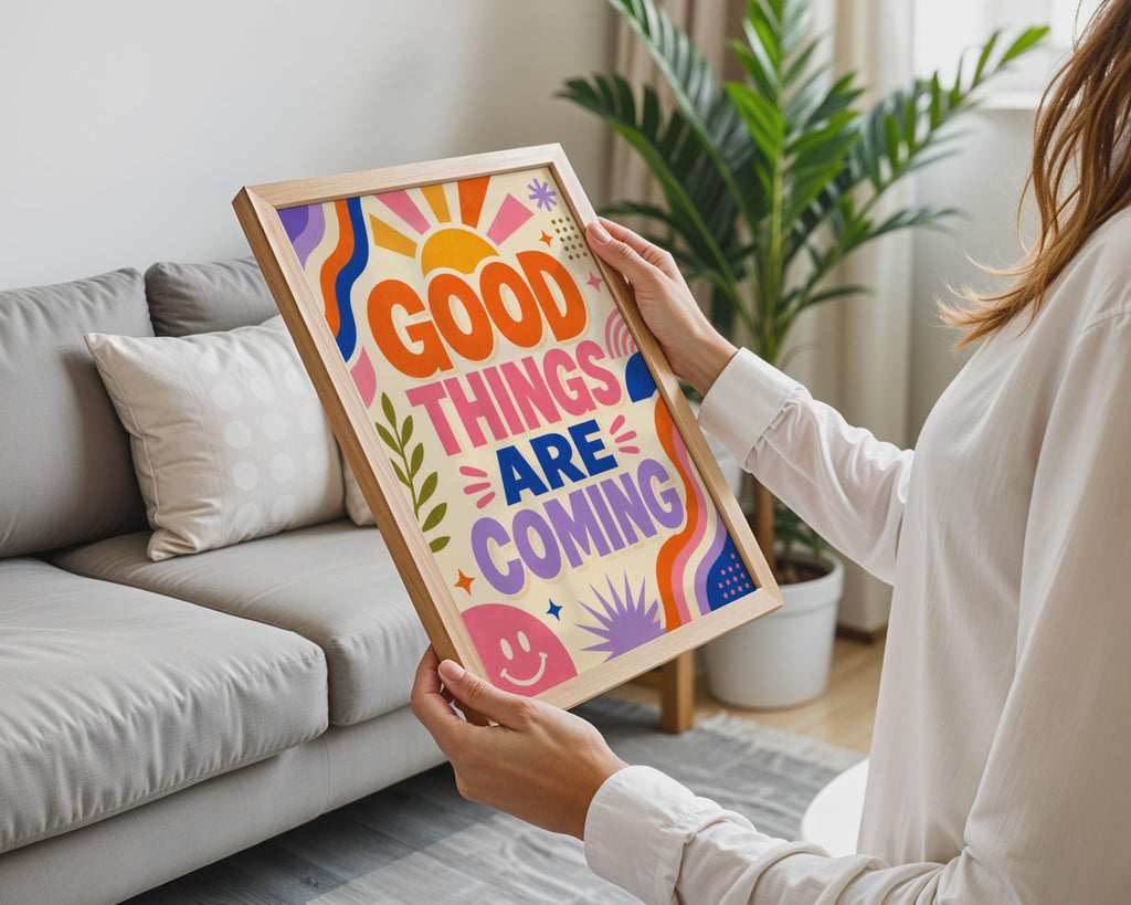 Retro Good Things Are Coming Poster, 70s Groovy Affirmation Wall Art (A4)