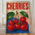 Retro Cherry Illustration Poster, Mid-Century Kitchen Wall Art Print (Digital Download)