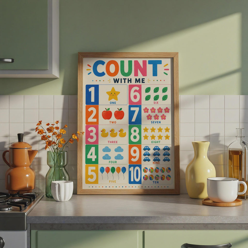 Count With Me Numbers Poster, 1-10 Learning Wall Art, Nursery Decor