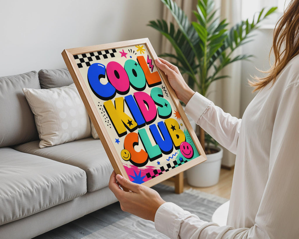 Children Club Poster, Retro Bold Typography, Playroom Decor  Print