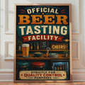 Official Beer Tasting Facility Poster, Retro Pub Wall Art, Man Cave Decor (A4)