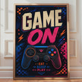 Game On Gaming Poster, Eat Sleep Play Wall Art, Neon Controller Decor (Printed Poster)