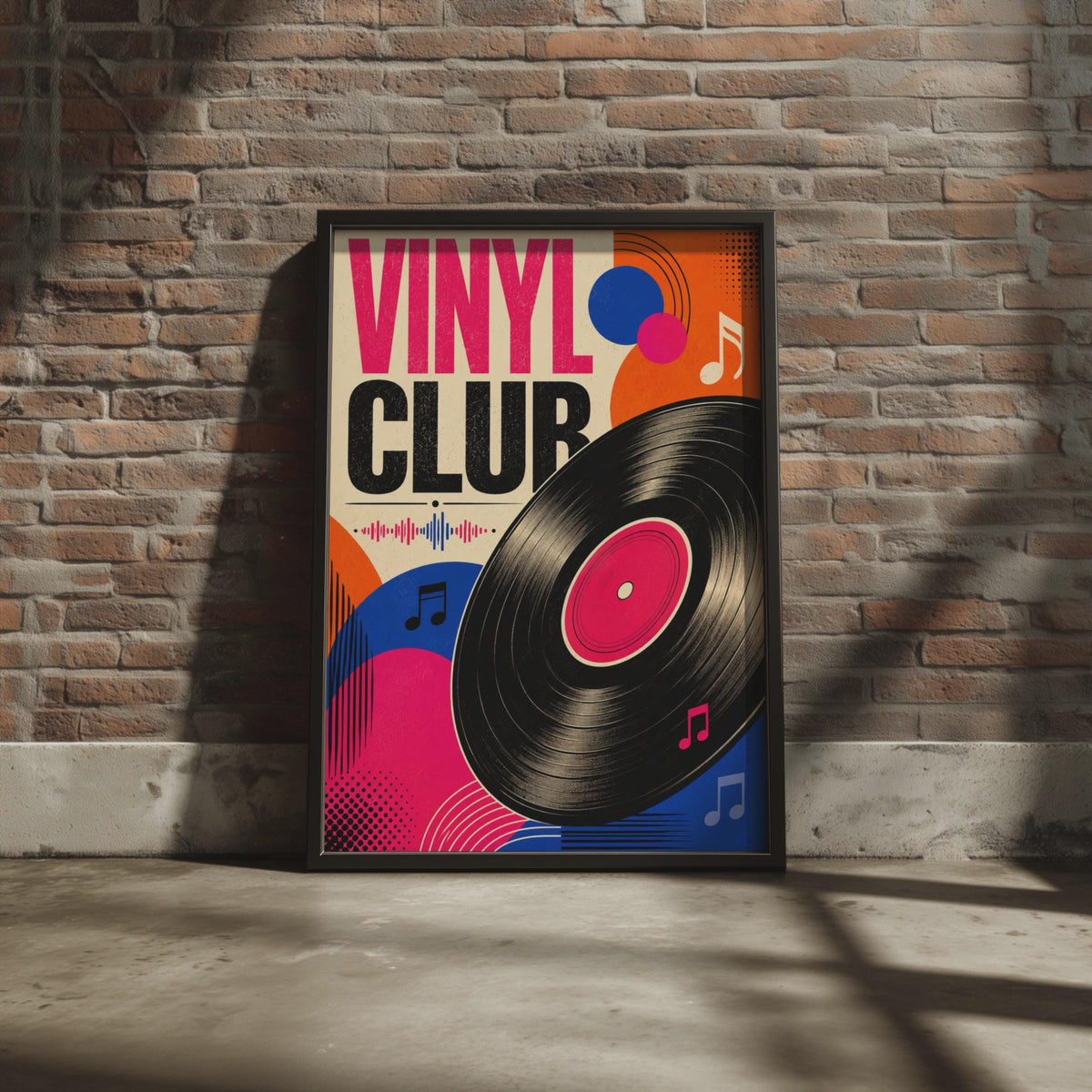 Retro Vinyl Club Poster, Bold LP Record Art, Music Room Decor (Print)