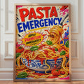 Pasta Emergency Pop Art Poster, Spaghetti Parmesan, Italian Kitchen Decor (Print)