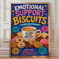 Emotional Support Biscuits Tea Lover Poster, British Humour Kitchen Decor (Bold Colourful Print)