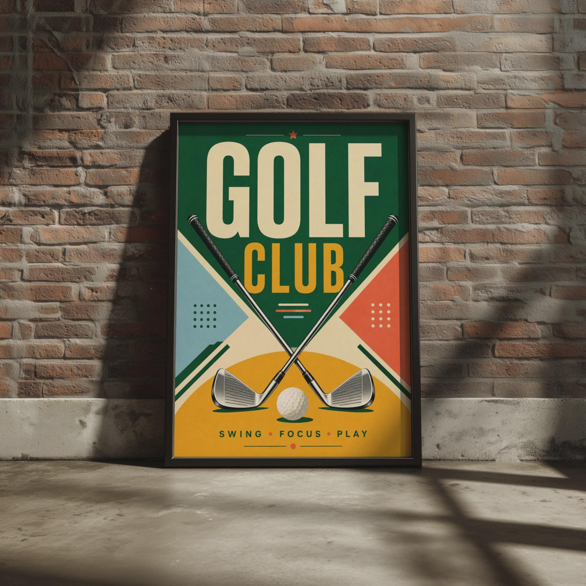 Retro Golf Club Poster, Crossed Irons, Mid-Century Sports Art (Print)