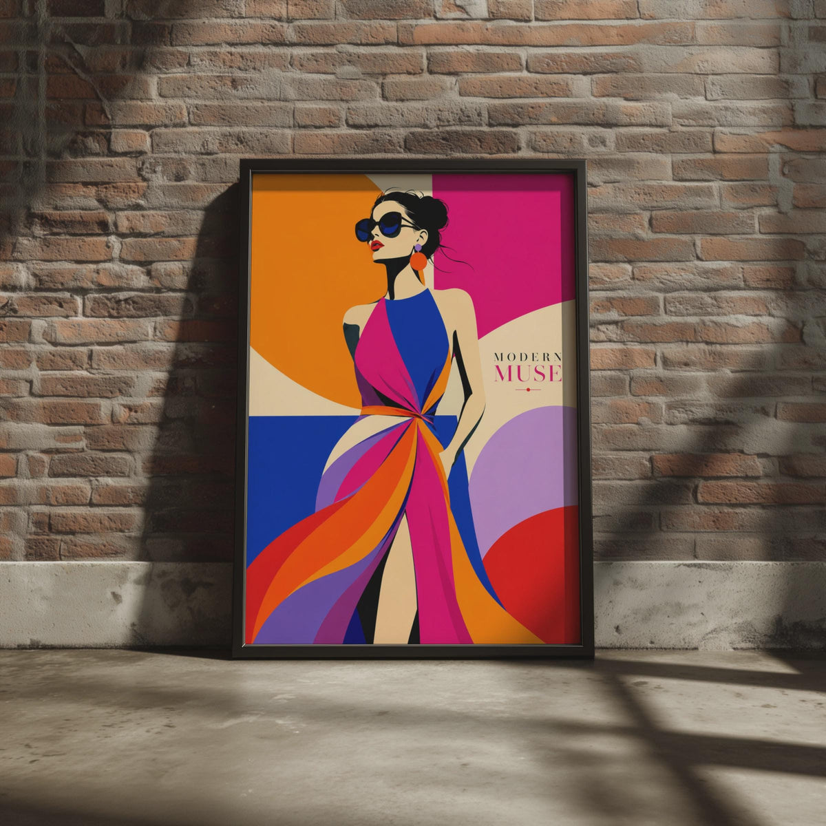 Modern Muse Fashion Poster, Bold Retro Woman Illustration, Vibrant Pop Art Print