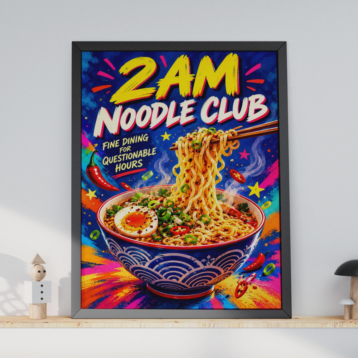 2AM Noodle Club Ramen Poster, Pop Art Kitchen Wall Art (Print)