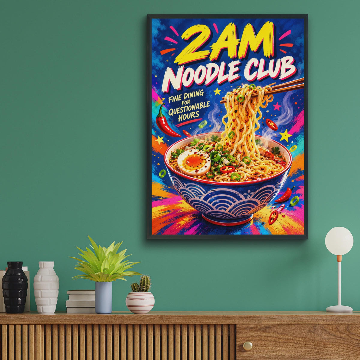 2AM Noodle Club Ramen Poster, Pop Art Kitchen Wall Art (Print)