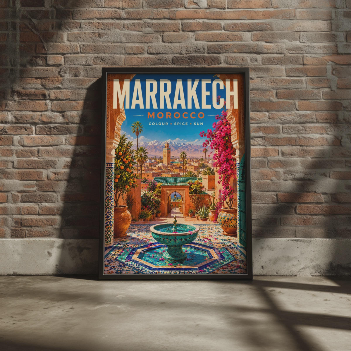 Morocco Travelling Poster, Boho Home Decor, Gift. Colourful Marsuq Print. Art.