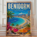 Benidorm Travel Poster, Costa Blanca Spain, Retro Beach Art Print
