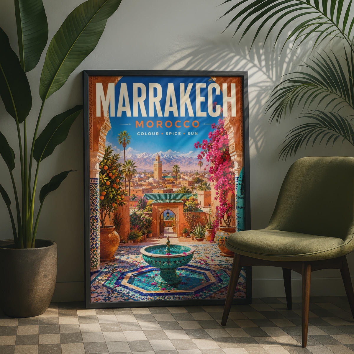 Morocco Travelling Poster, Boho Home Decor, Gift. Colourful Marsuq Print. Art.