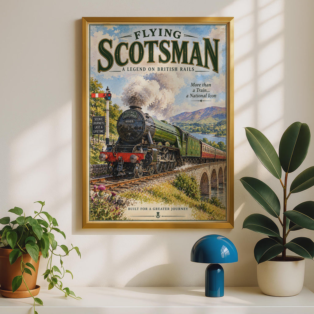 Flying Scotsman LNER Steam Train Poster, Vintage Railway Art Print (60103)