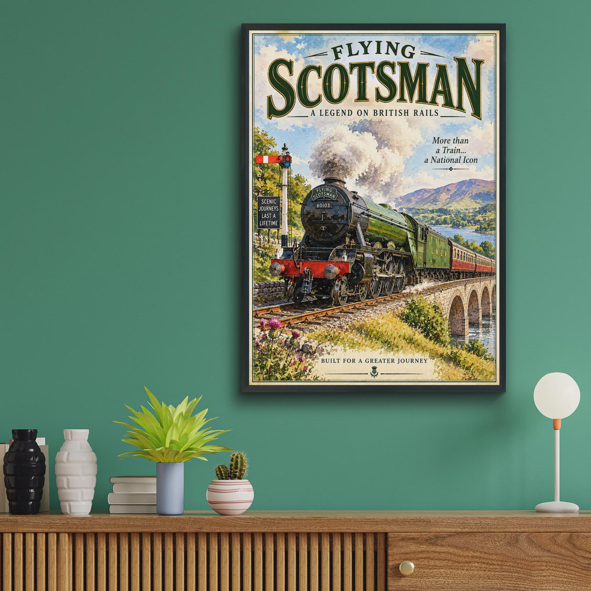 Flying Scotsman LNER Steam Train Poster, Vintage Railway Art Print (60103)