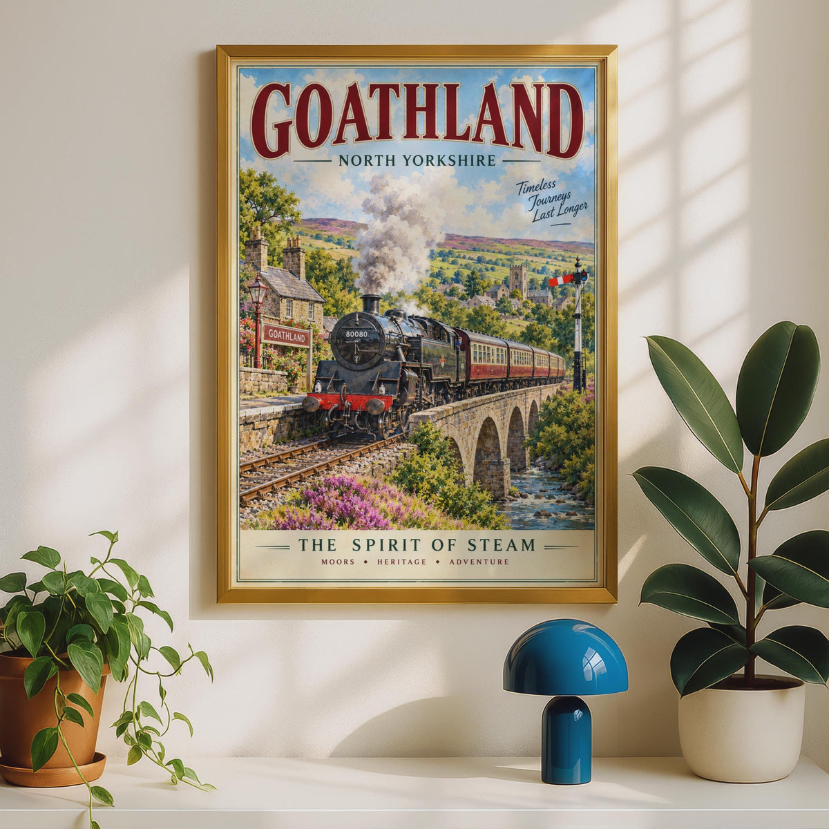 Goathland North Yorkshire Steam Train Poster, Vintage Travel Art, Heritage Railway Print
