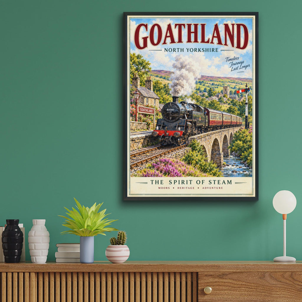Goathland North Yorkshire Steam Train Poster, Vintage Travel Art, Heritage Railway Print