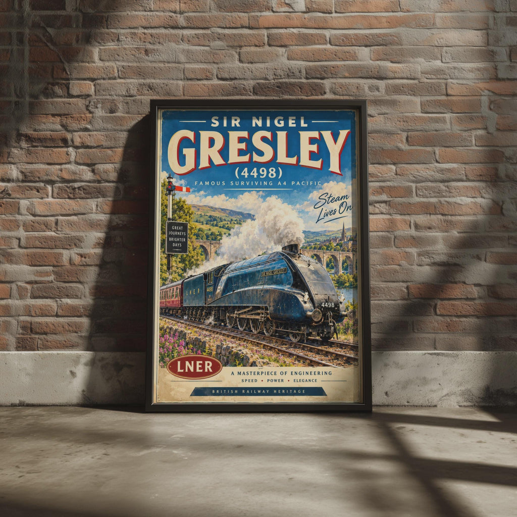 Sir Nigel Gresley LNER A4 Pacific Steam Train Poster, Vintage British Railway Art (Print)