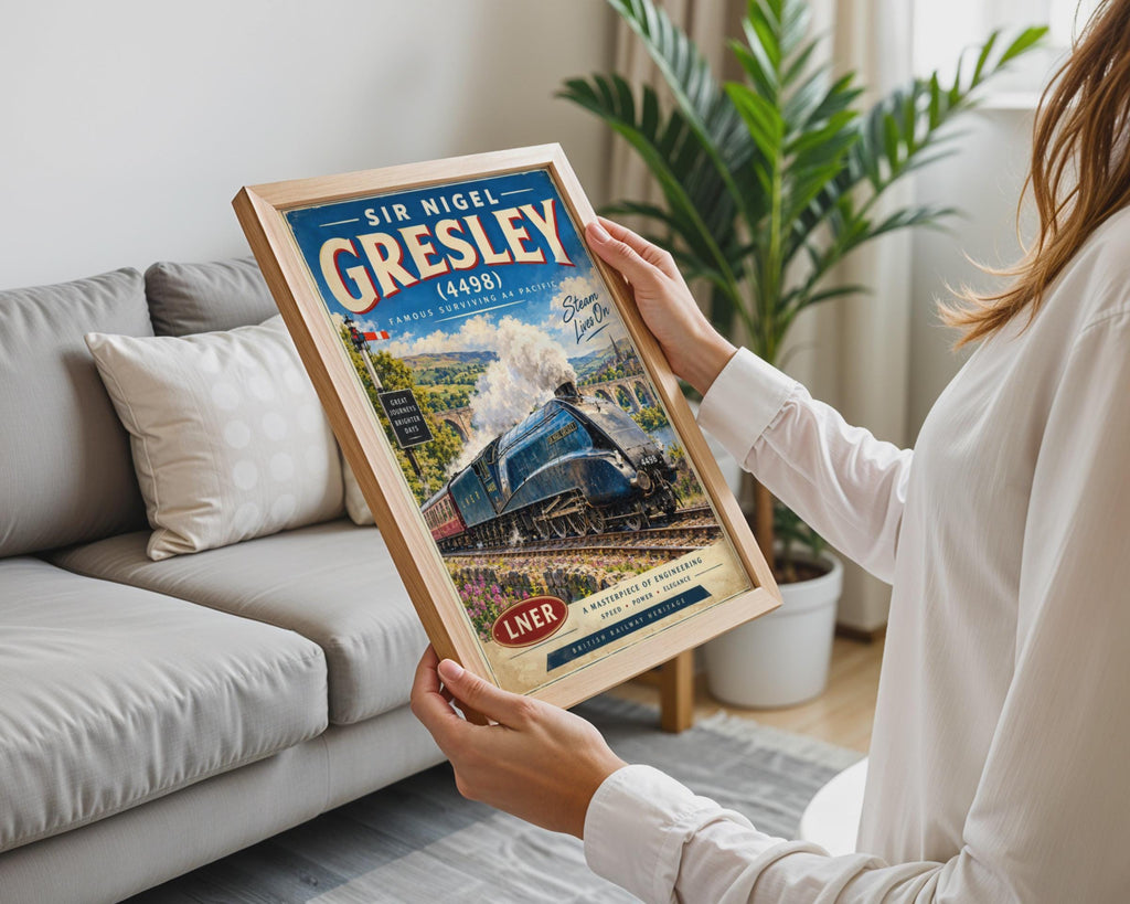 Sir Nigel Gresley LNER A4 Pacific Steam Train Poster, Vintage British Railway Art (Print)