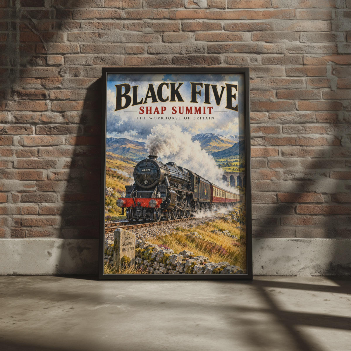 Black Five Steam Train Poster, Shap Summit Locomotive, British Railway Art Print