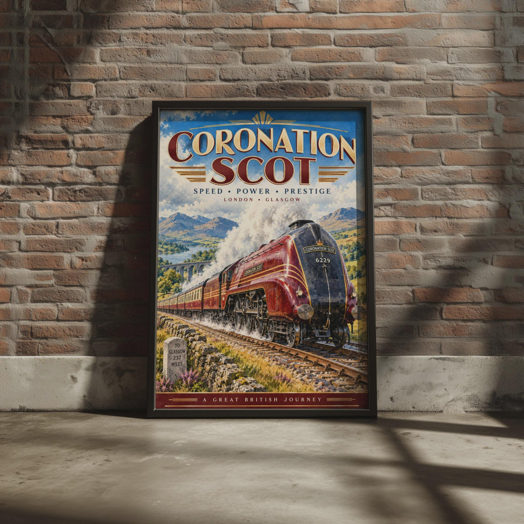 Coronation Scot Steam Train Poster, Art Deco Railway Art Print (London to Glasgow)