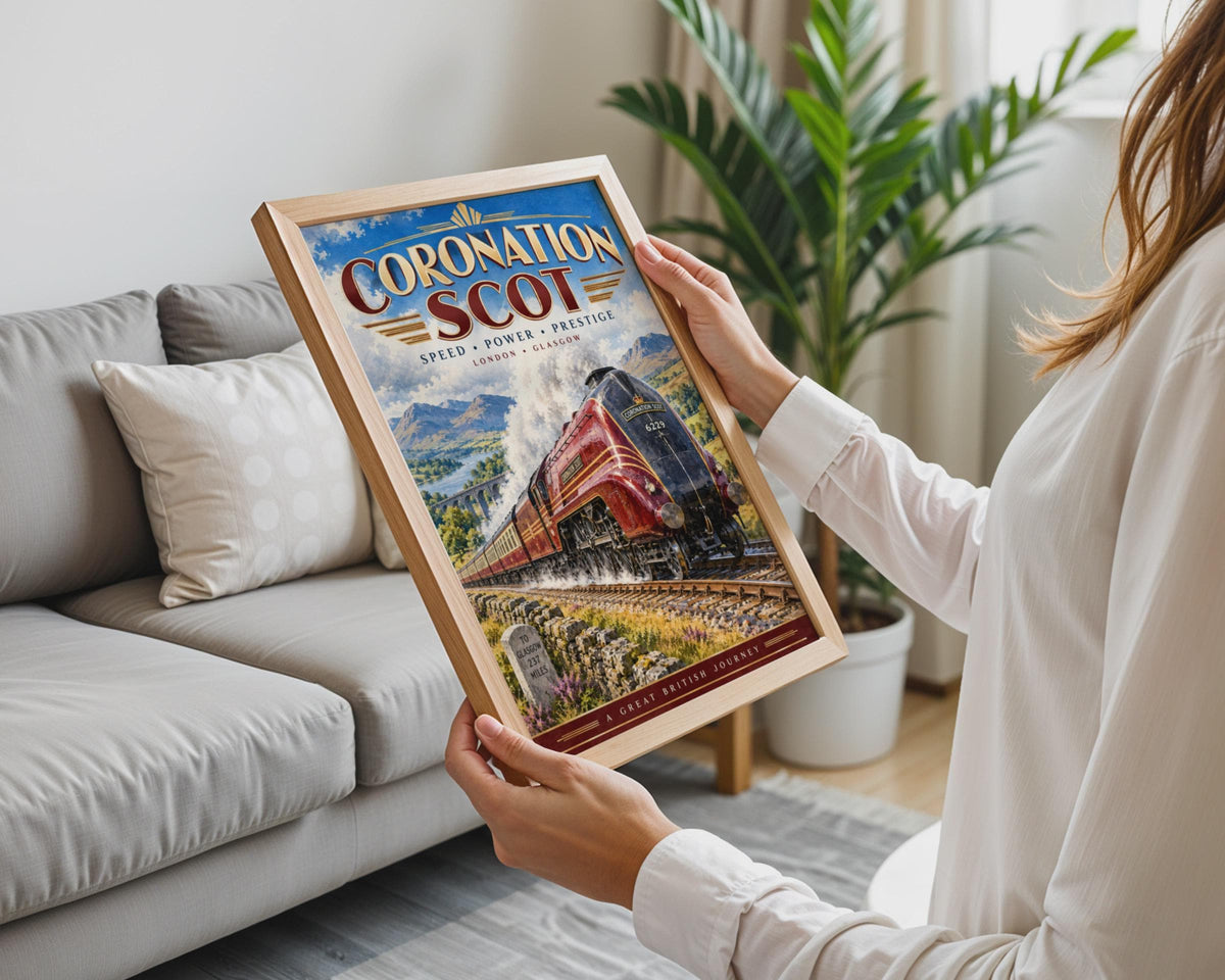 Coronation Scot Steam Train Poster, Art Deco Railway Art Print (London to Glasgow)