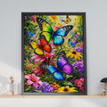 Rainbow Butterfly Garden Print, Vibrant Floral Wall Art, Nature Lover Gift