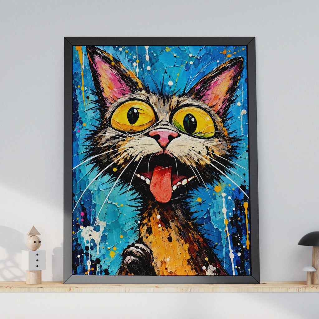 Bold Pop Art Cat Print, Vibrant Feline Portrait, Quirky Wall Decor (Digital Download)