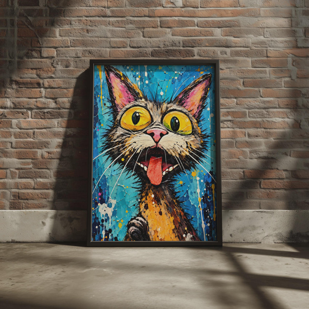Bold Pop Art Cat Print, Vibrant Feline Portrait, Quirky Wall Decor (Digital Download)