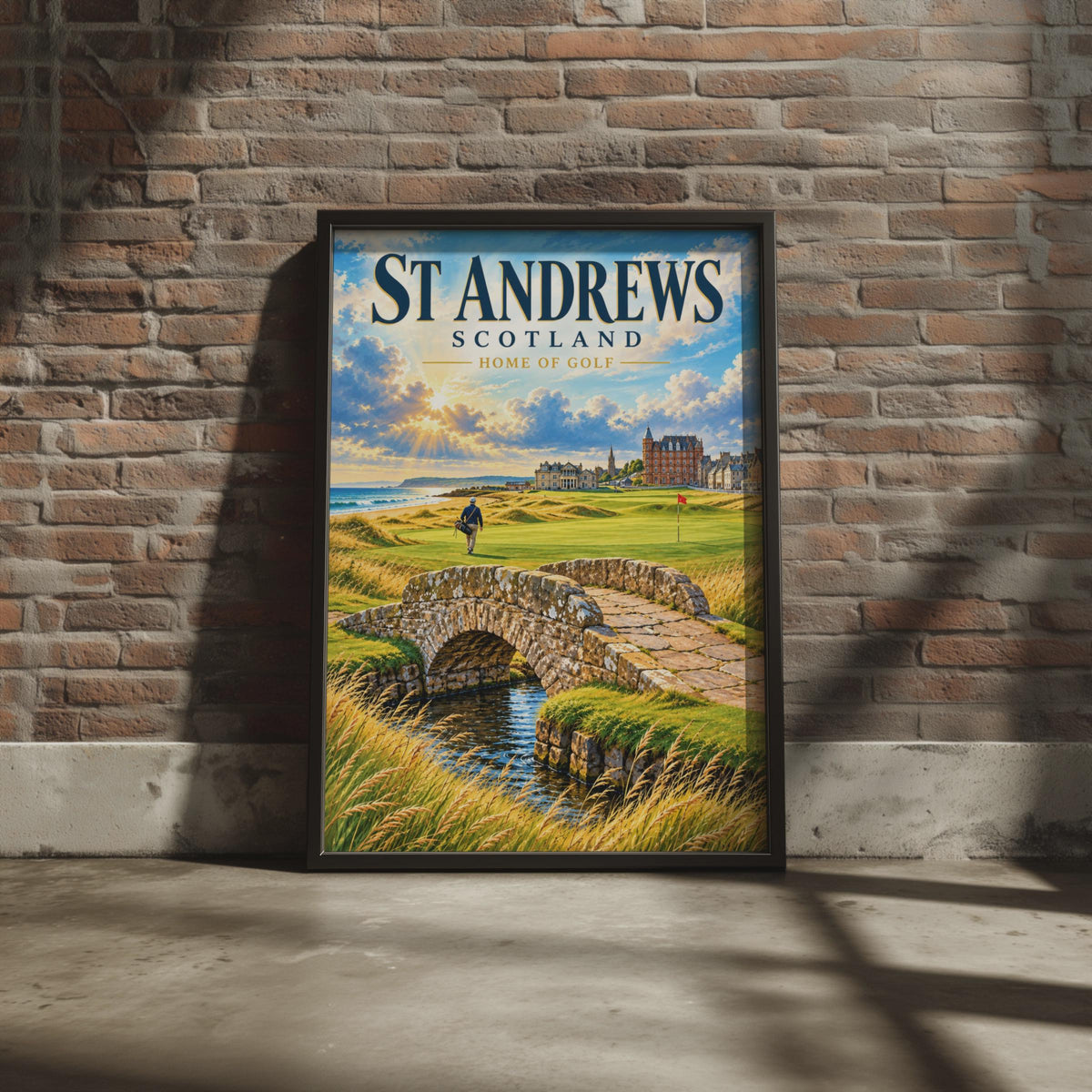 St Andrews Scotland Golf Poster, Home of Golf Wall Art, Old Course Print, Scottish Travel Poster, Golfer Gift, Links Course Art (Shortened)