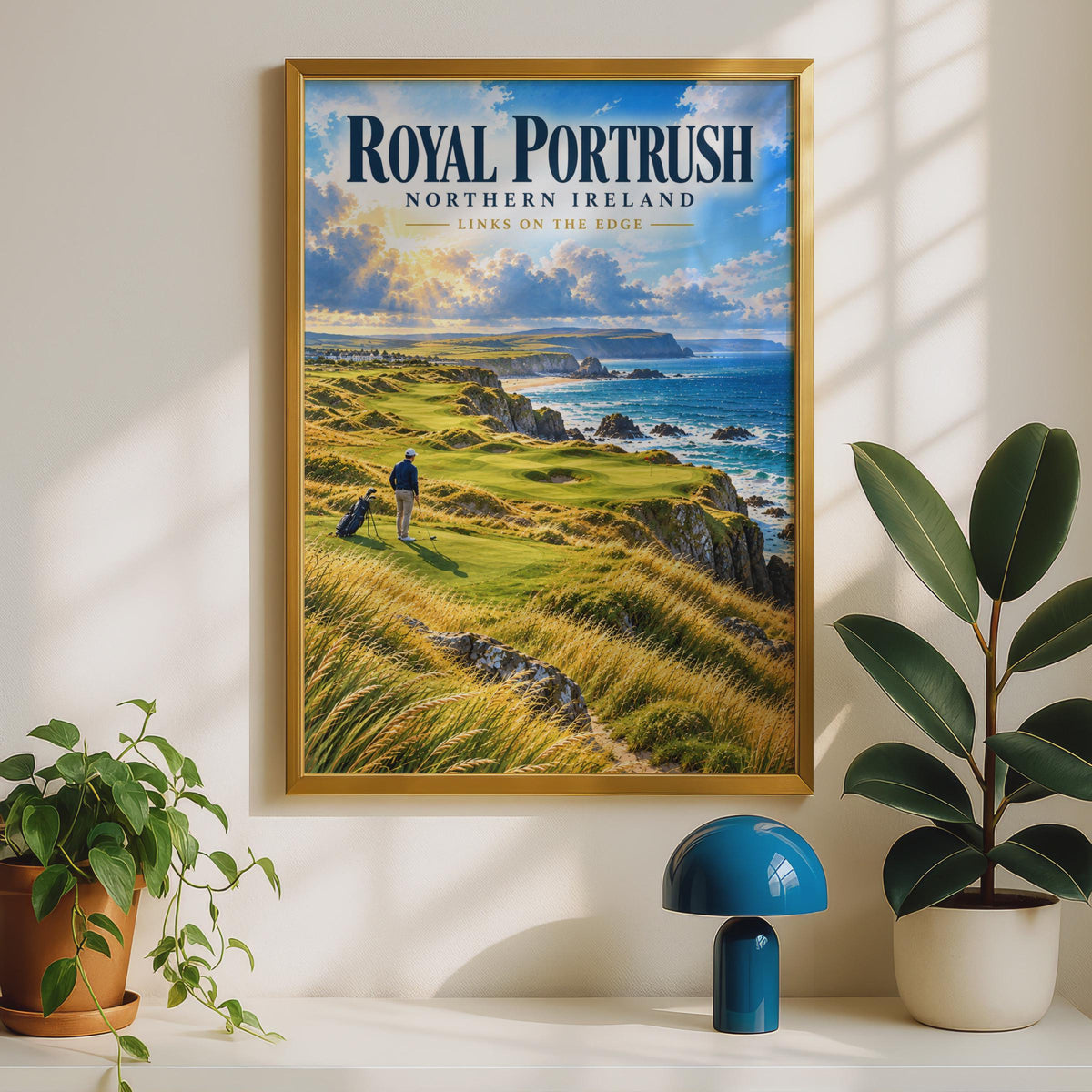 Royal Portrush Golf Club Poster, Northern Ireland Links Course Art, Coastal Golf Print