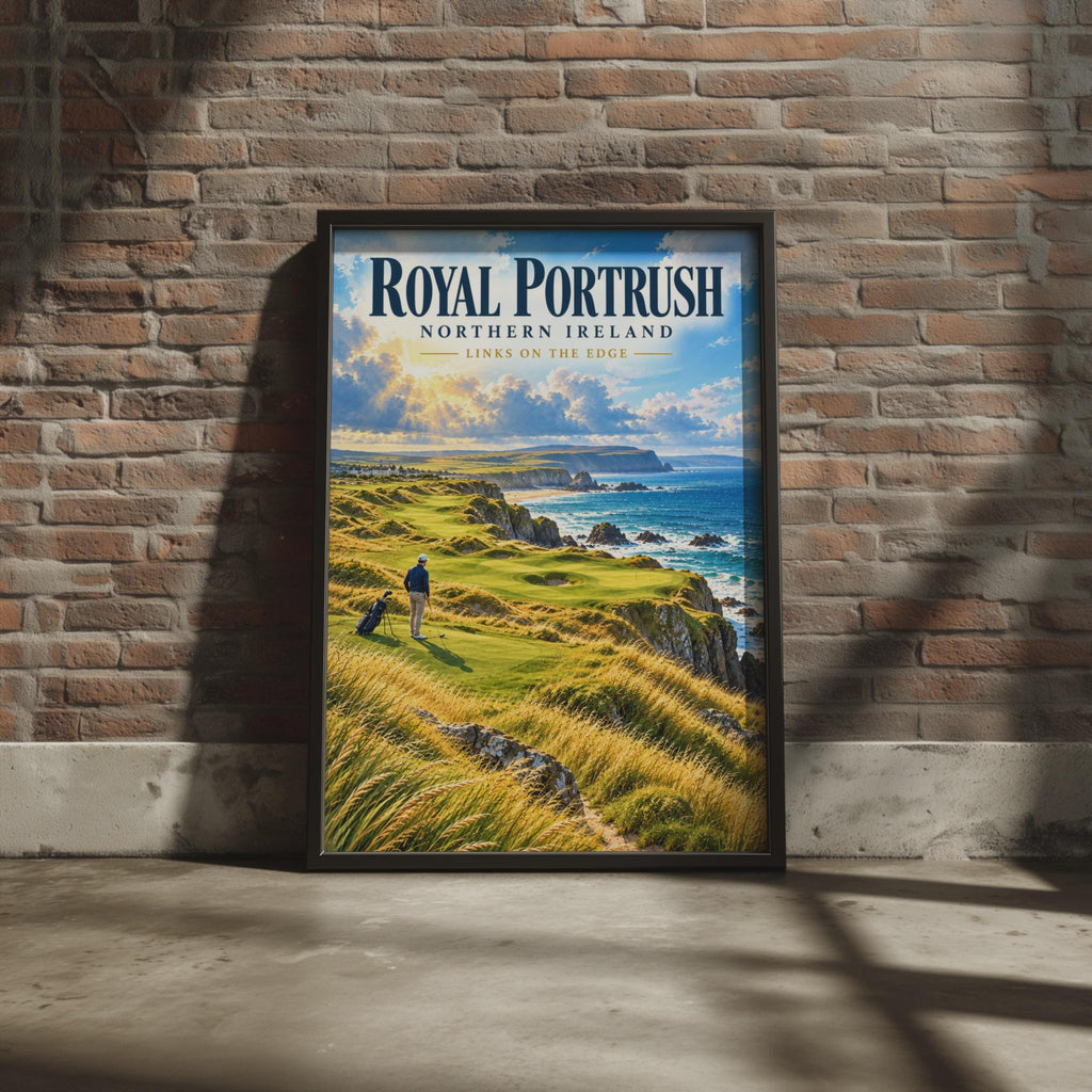 Royal Portrush Golf Club Poster, Northern Ireland Links Course Art, Coastal Golf Print