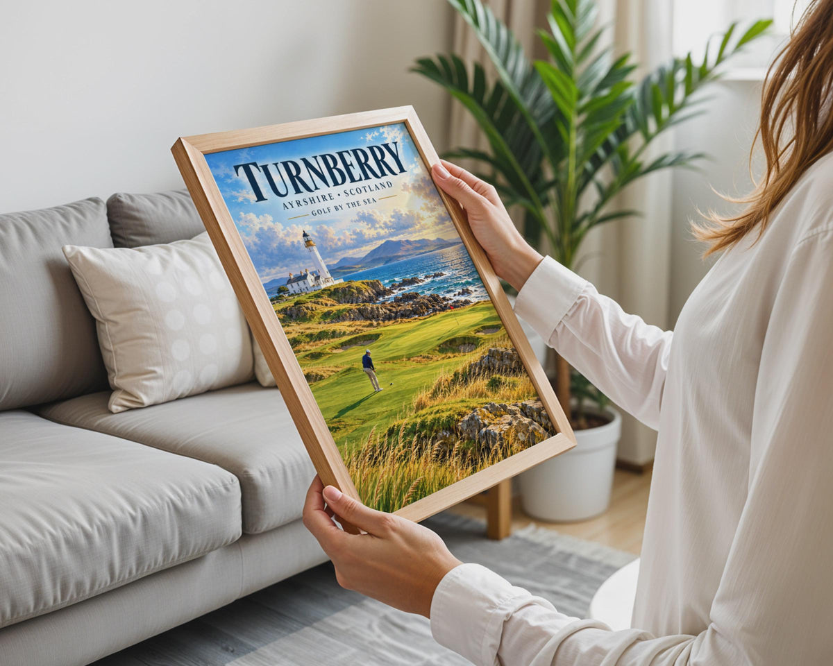 Turnberry Golf Course Poster, Ayrshire Scotland Lighthouse Coastal Art (Printed)